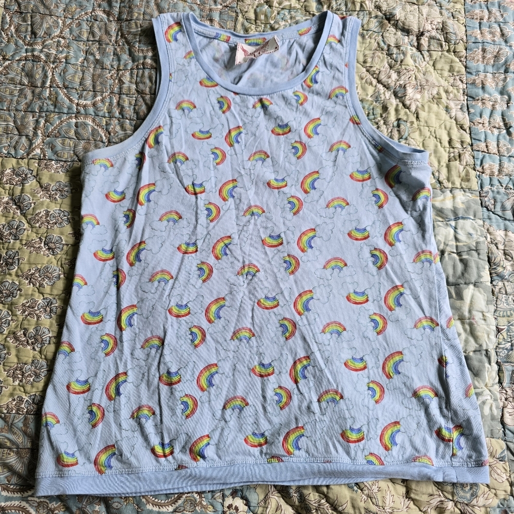 Paper Wings Organic Cotton Rainbow Tank Top Girls Size 14